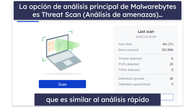 8. Malwarebytes Free: análisis antivirus simplificado