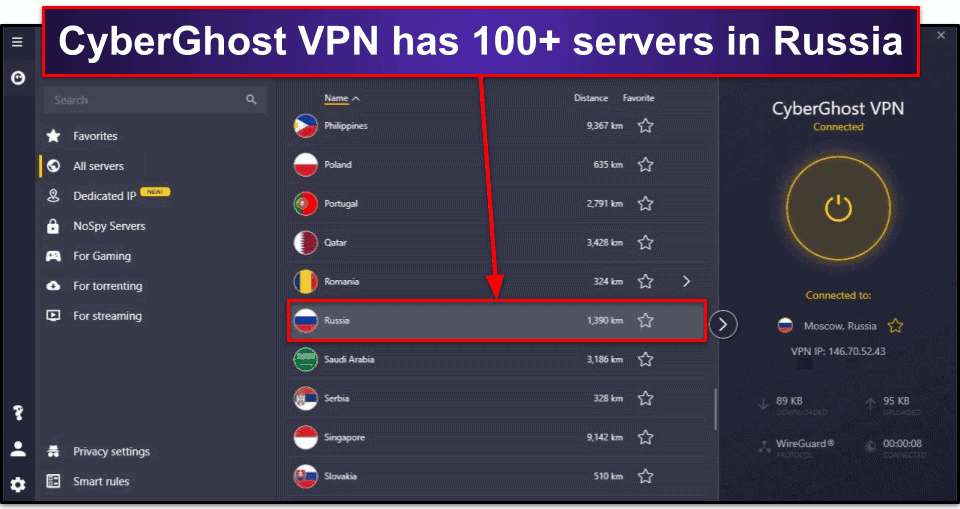 🥈2. CyberGhost VPN — Good VPN for Beginners