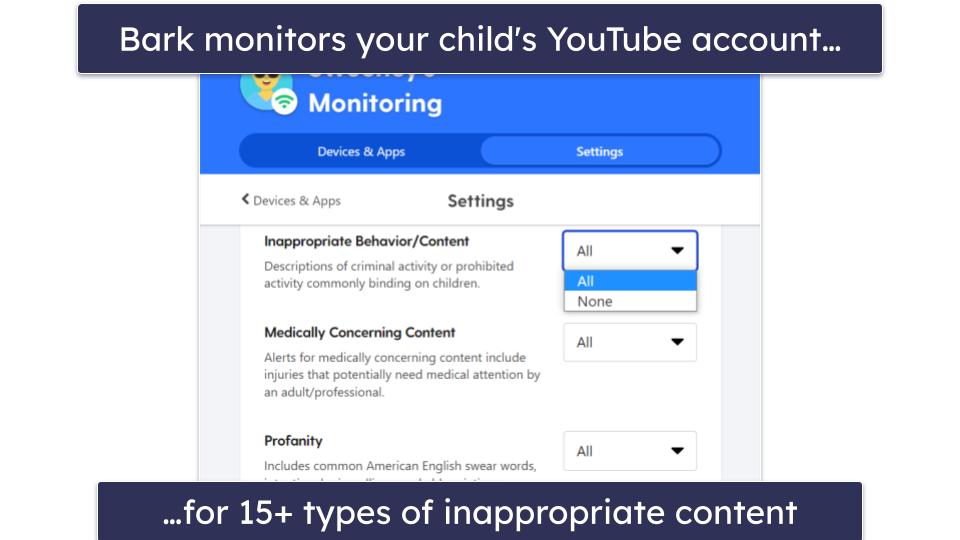 🥉 3. Bark — Good Non-Invasive Option for Monitoring YouTube