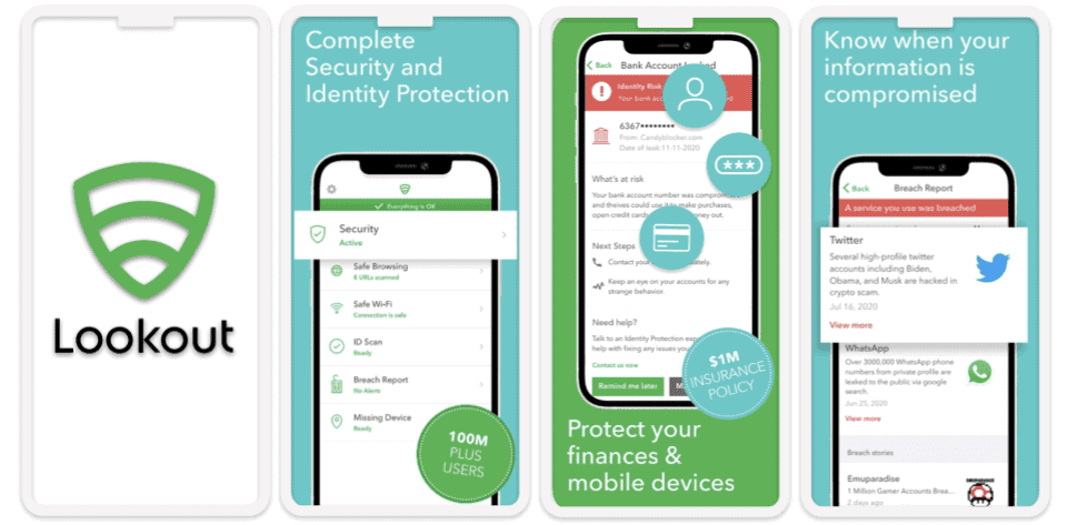 5. Lookout Personal für iOS — gute Überwachung auf Datenschutzverletzungen &amp; Diebstahlschutz