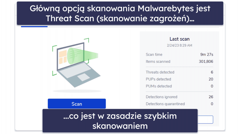 8. Malwarebytes Free: Minimalistyczny skaner antywirusowy