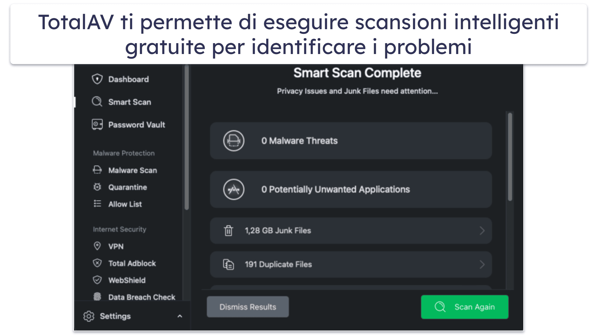 2.🥈 TotalAV Free per Mac: Buono scanner antivirus con una prova gratuita di 7 giorni della versione premium