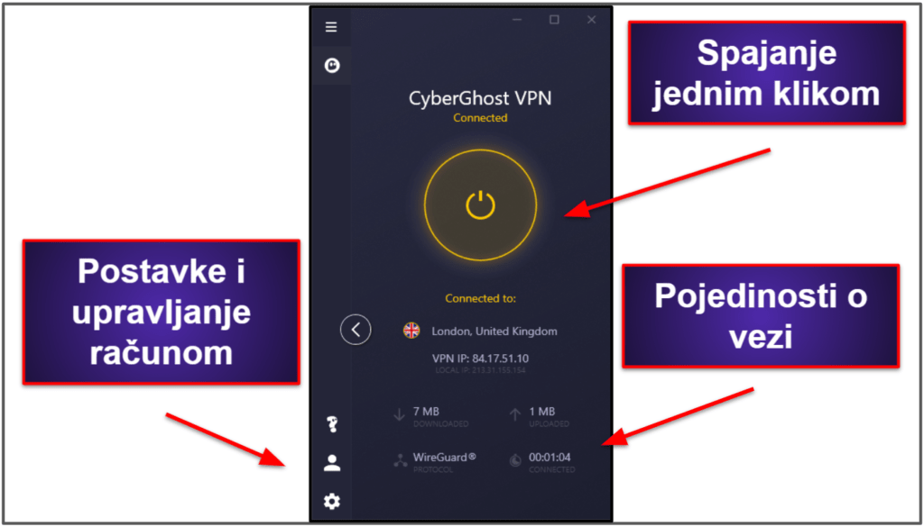 CyberGhost VPN Jednostavnost korištenja: Aplikacije za mobilne telefone i stolna računala