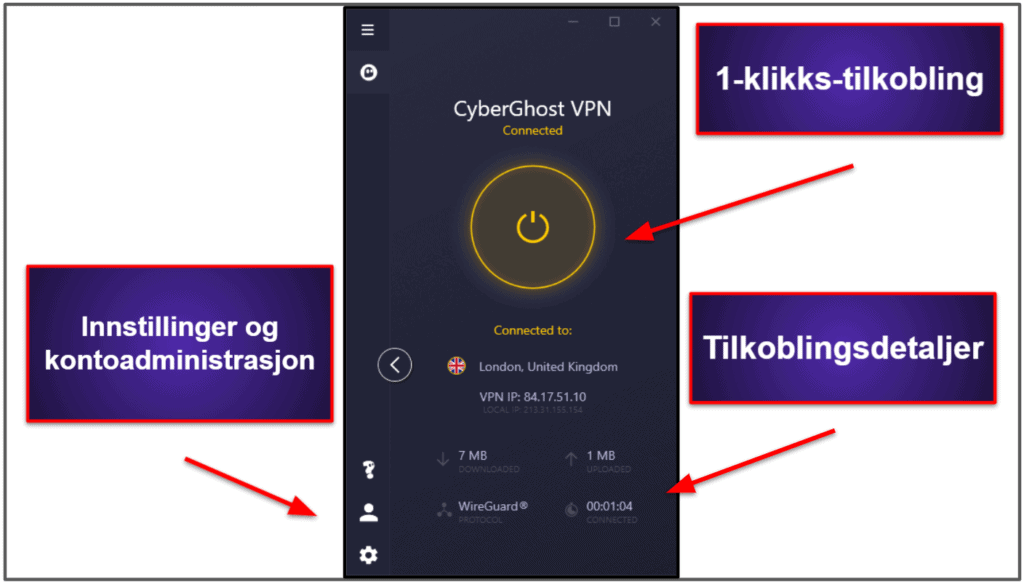 CyberGhost VPN Brukervennlighet: Mobil- og skrivebordsapper