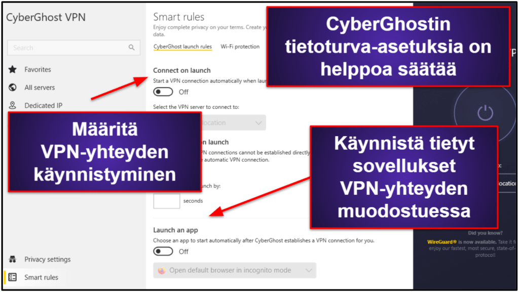 CyberGhost VPN Ominaisuudet