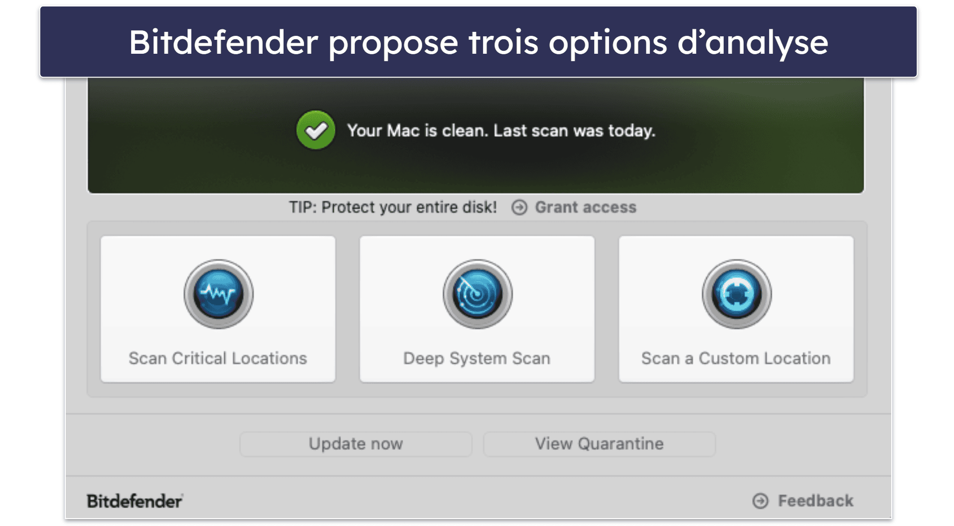 3.🥉 Bitdefender Virus Scanner for Mac : excellente protection contre les logiciels malveillants basée sur le cloud