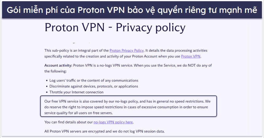 🥈2. Proton VPN — Gói miễn phí tuyệt vời với dữ liệu không giới hạn + tốc độ rất nhanh