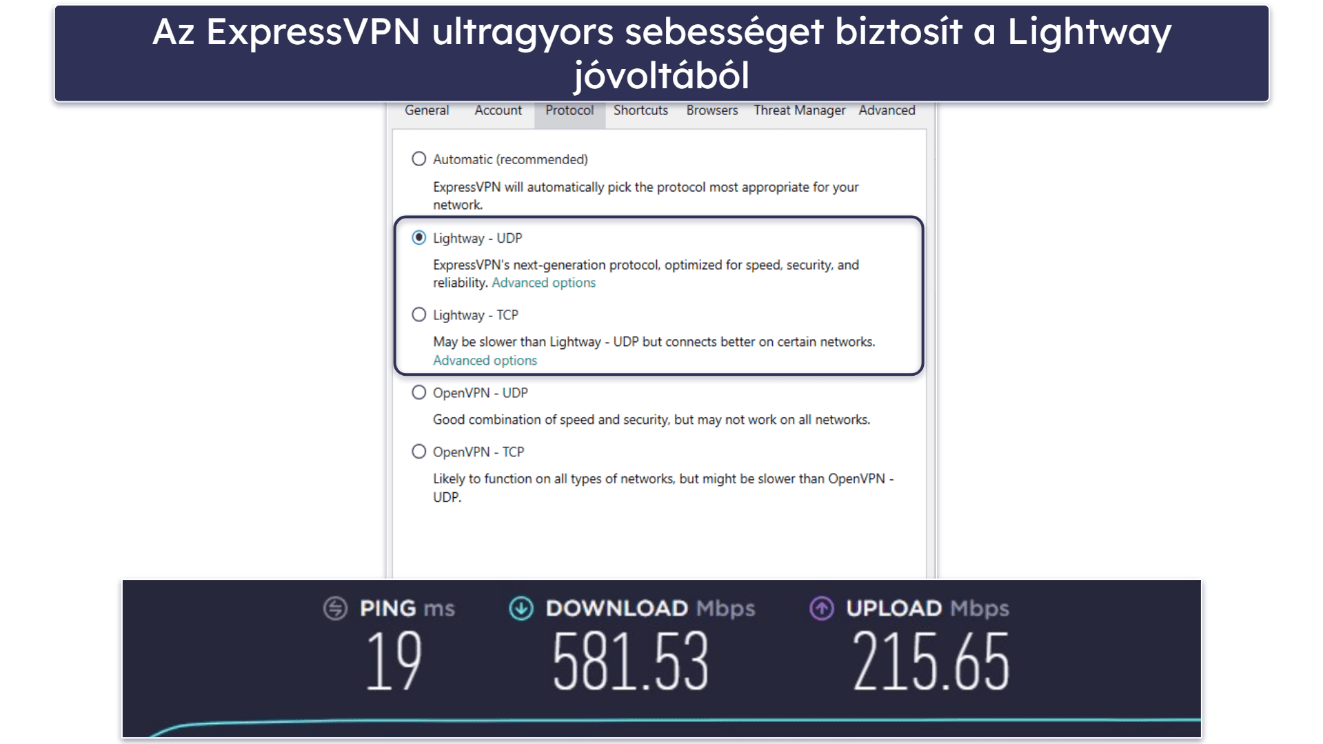🥇1. ExpressVPN — 2026 legjobb átfogó VPN-je
