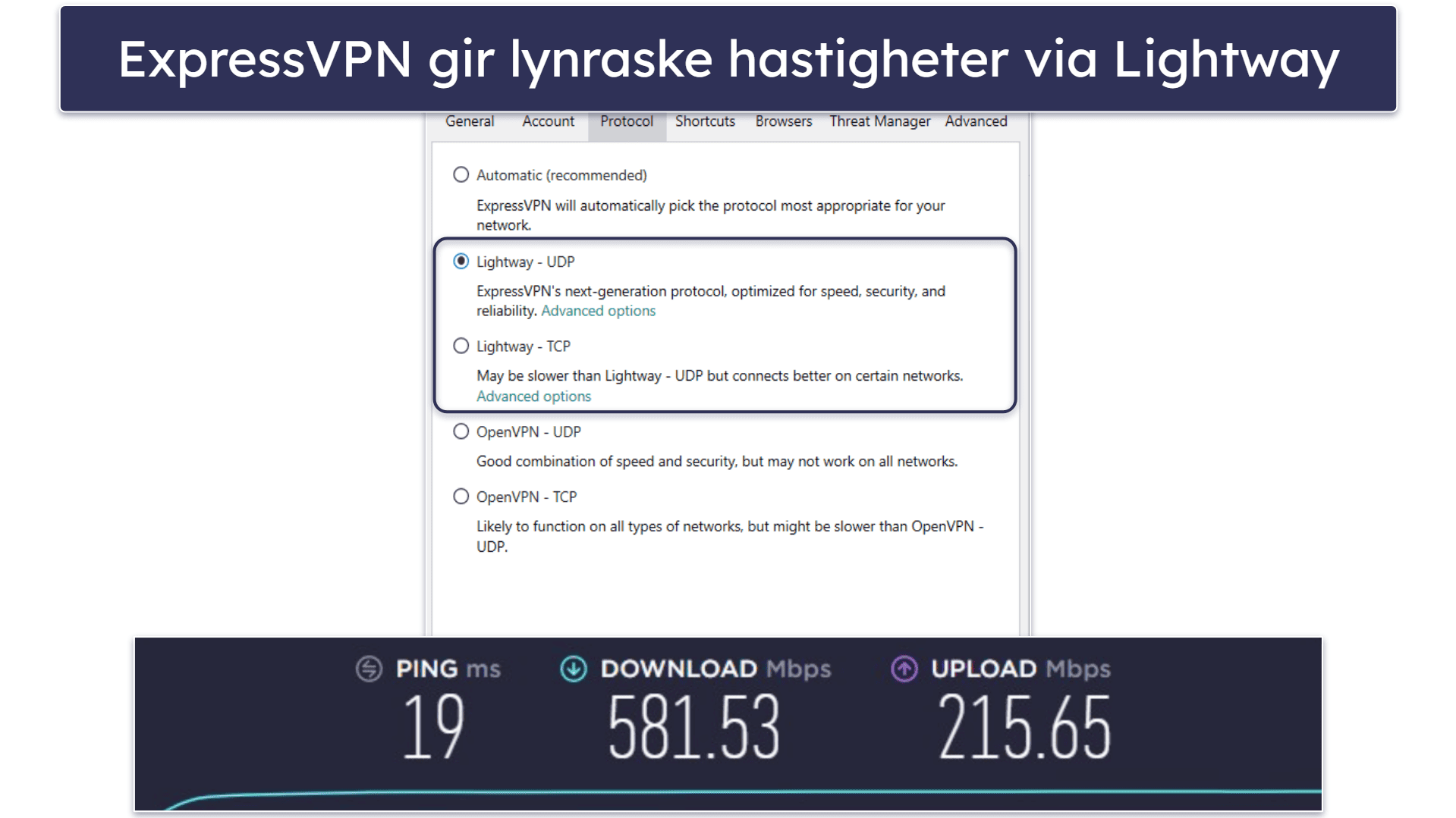 🥇1. ExpressVPN — Beste generelle VPN i 2026