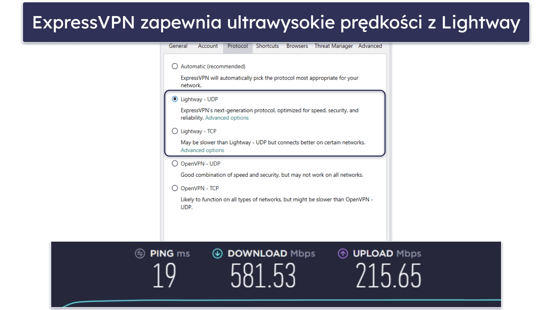 🥇1. ExpressVPN — najlepsza sieć VPN w 2026