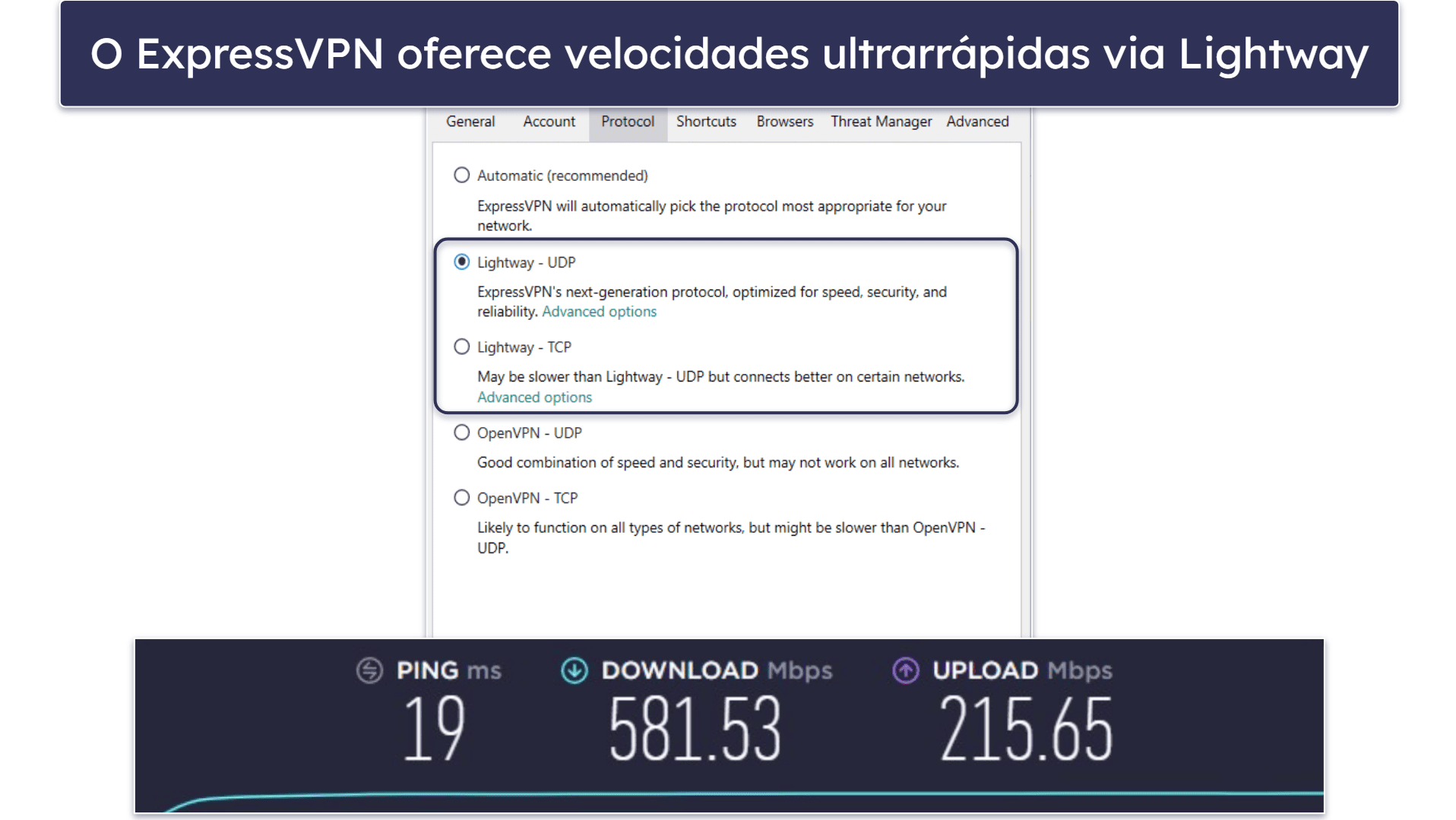 🥇1. ExpressVPN — Melhor VPN geral em 2026