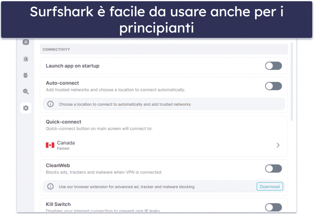 4. Surfshark – Prove gratuite di 7 giorni su app mobili intuitive per principianti