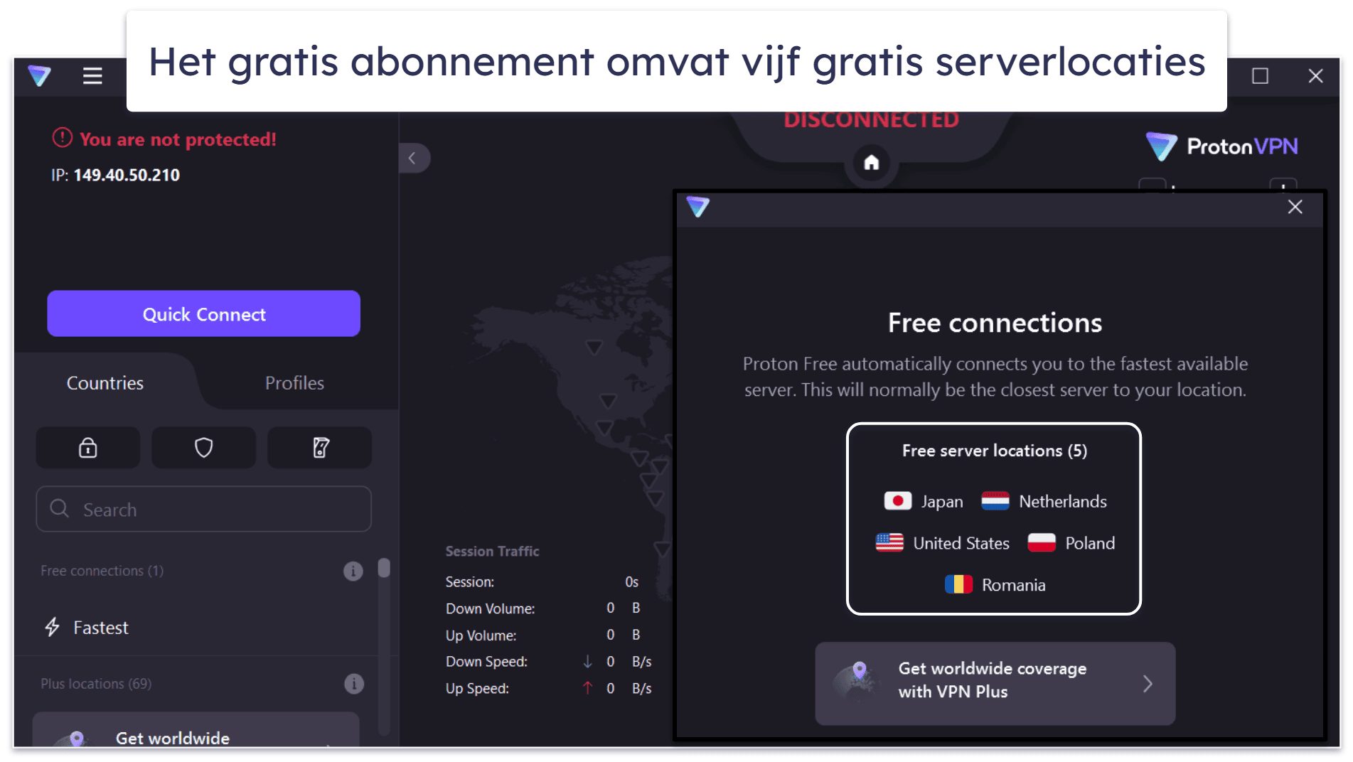 🥈2. Proton VPN — Geweldig gratis abonnement met onbeperkte data + erg snel