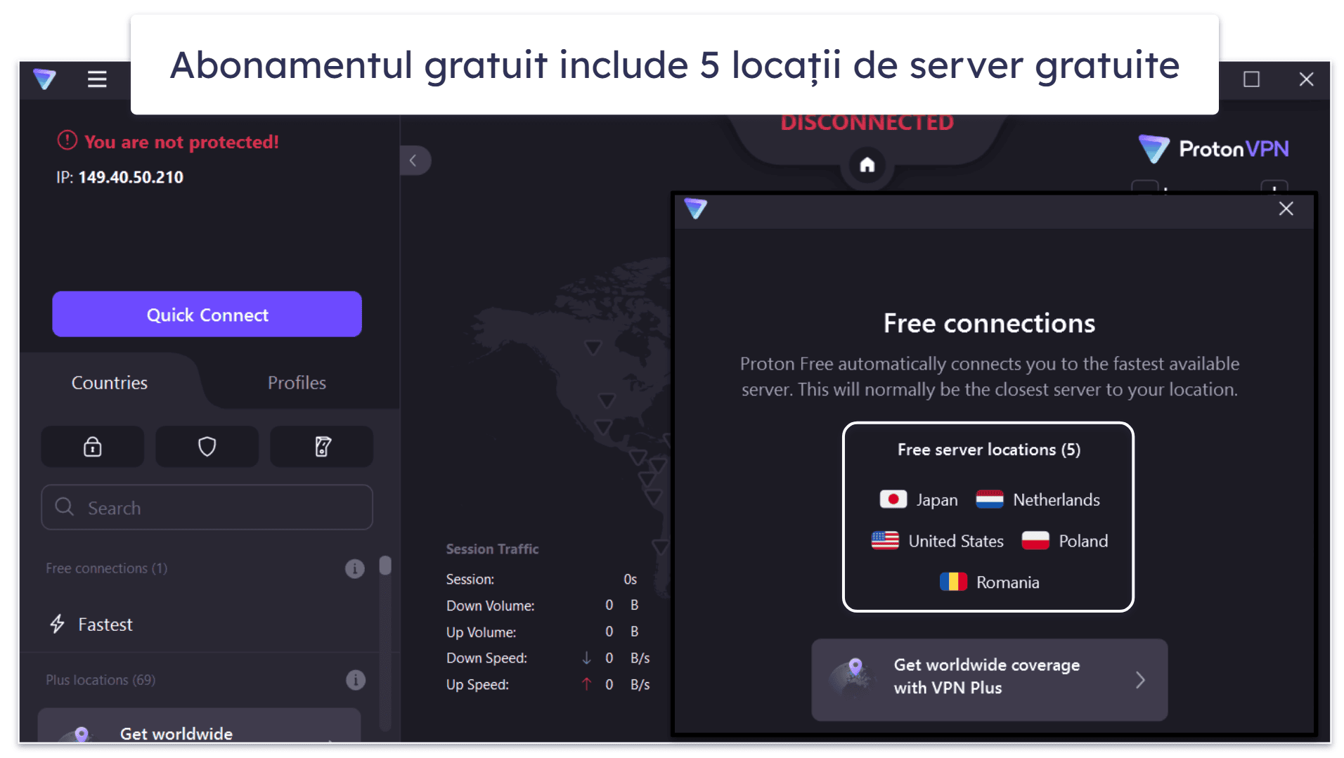 🥈2. Proton VPN — Abonament gratuit grozav cu date nelimitate și foarte rapid