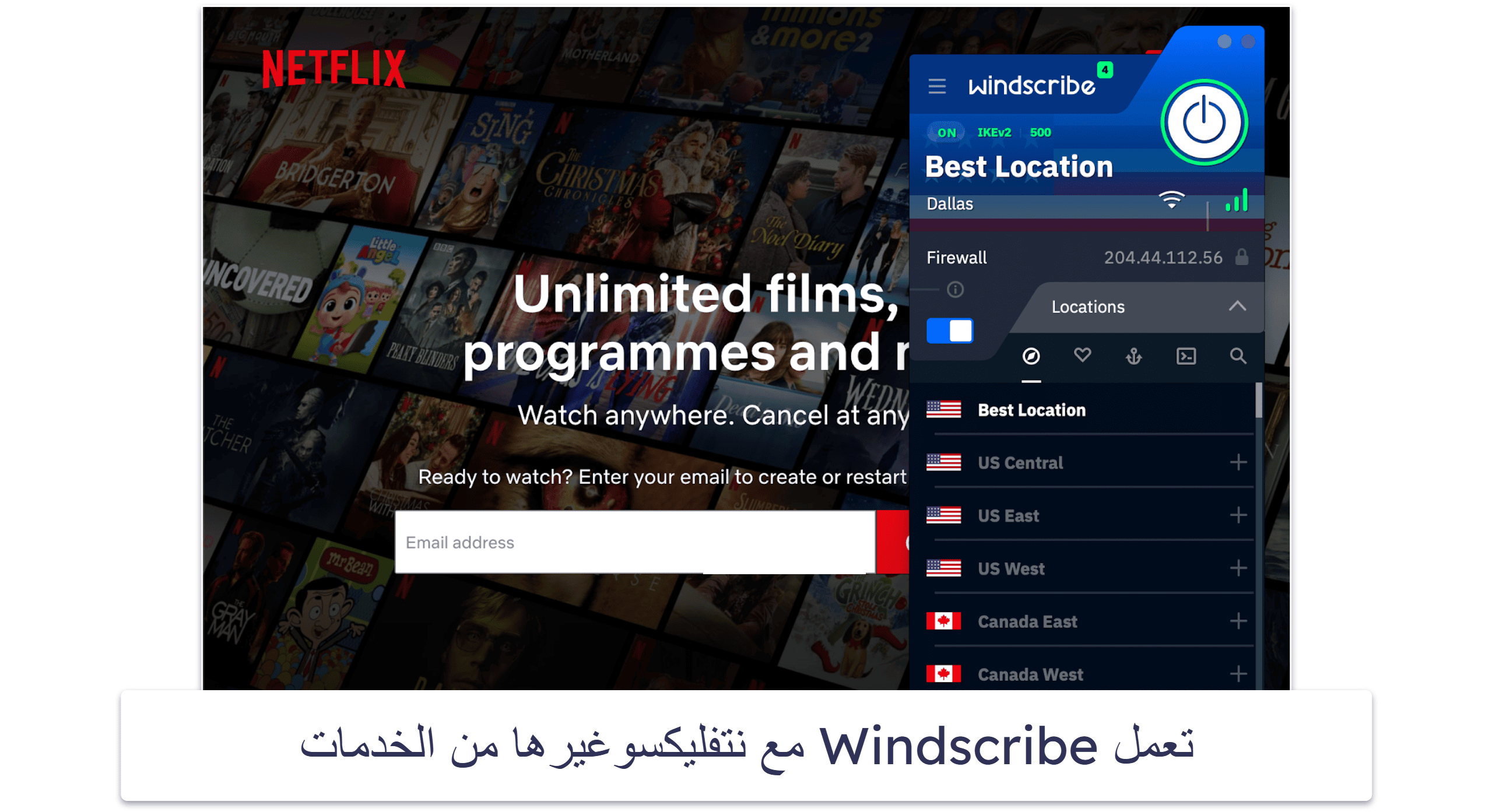 6. Windscribe — شبكة افتراضية خاصة مجانية جيدة لبث المحتوى