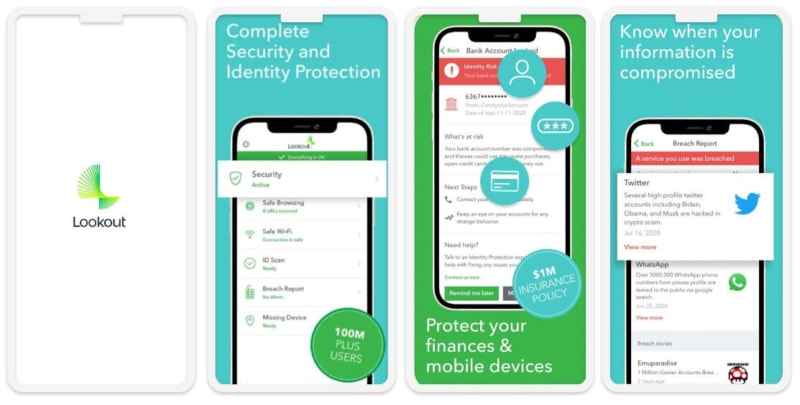 6. Lookout Mobilsikkerhet for iOS – Gode verktøy for overvåking av datainnbrudd og tyverisikring