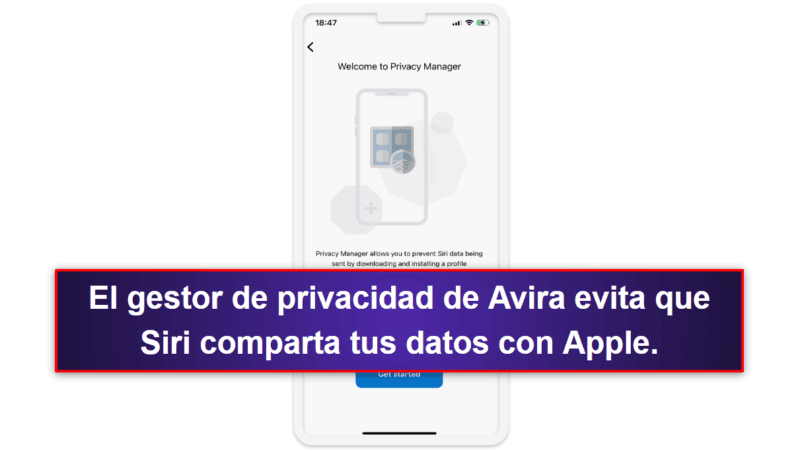 3.🥉 Avira Free Mobile Security para iOS: excelentes prestaciones de privacidad para iOS + una VPN