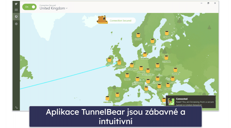 7. TunnelBear – Velmi dobrý bezplatná VPN pro nové uživatele