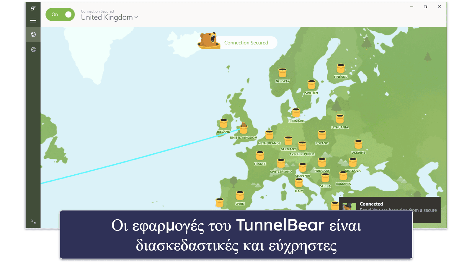 7. TunnelBear — Πολύ καλό δωρεάν VPN για νέους χρήστες