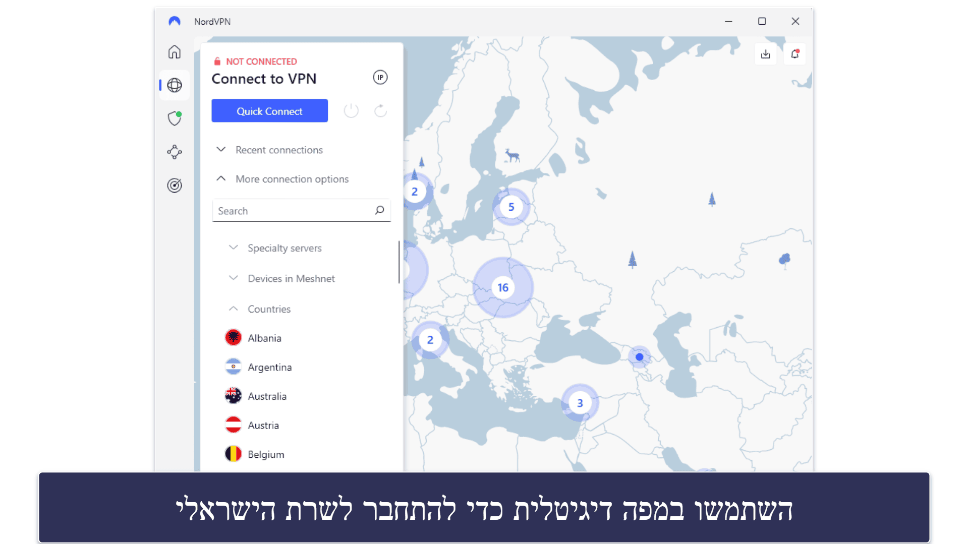 4. NordVPN — טוב לטורנטים עם כתובת IP ישראלית ולהורדת קבצים