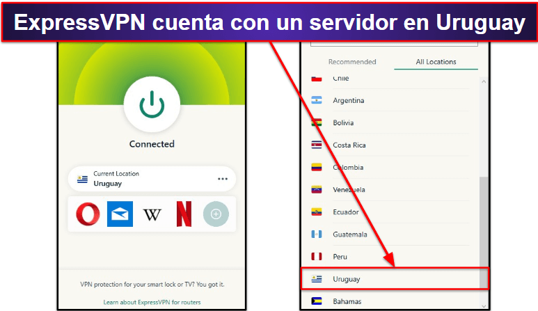 🥇1. ExpressVPN: La mejor VPN para obtener una IP de Uruguay