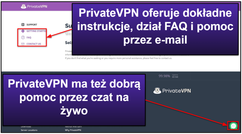 Obsługa klienta PrivateVPN
