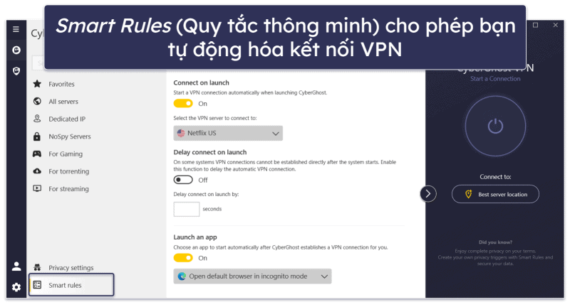 🥈2. CyberGhost VPN — VPN thực sự tốt cho phát trực tuyến (có bản dùng thử miễn phí và đảm bảo hoàn tiền trong 45 ngày)