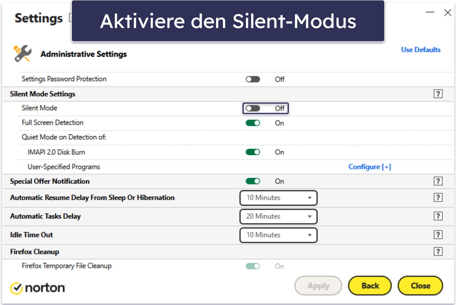 Wie konfiguriert man einen Antivirus mit einem Gaming-Modus