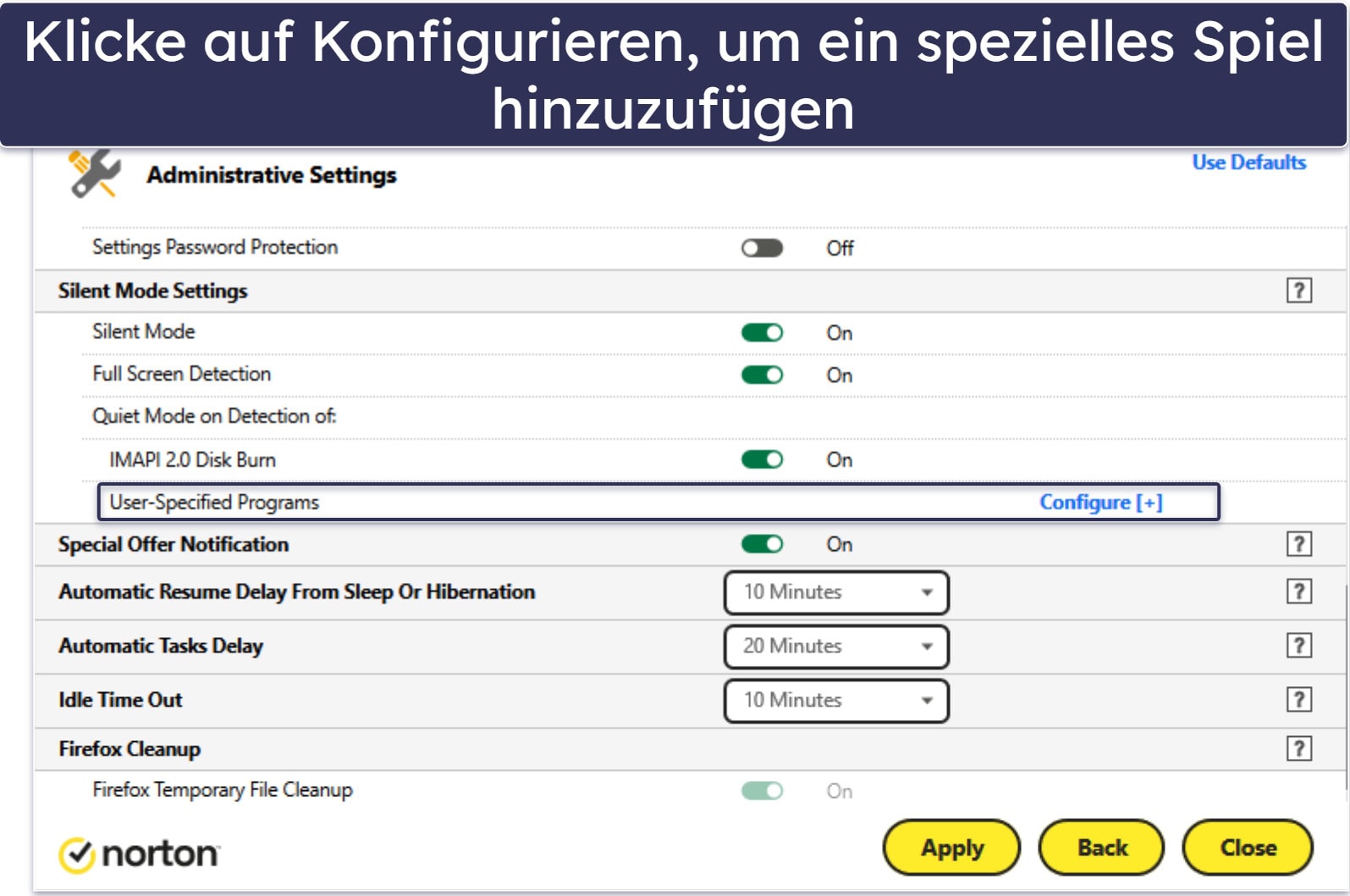Wie konfiguriert man einen Antivirus mit einem Gaming-Modus