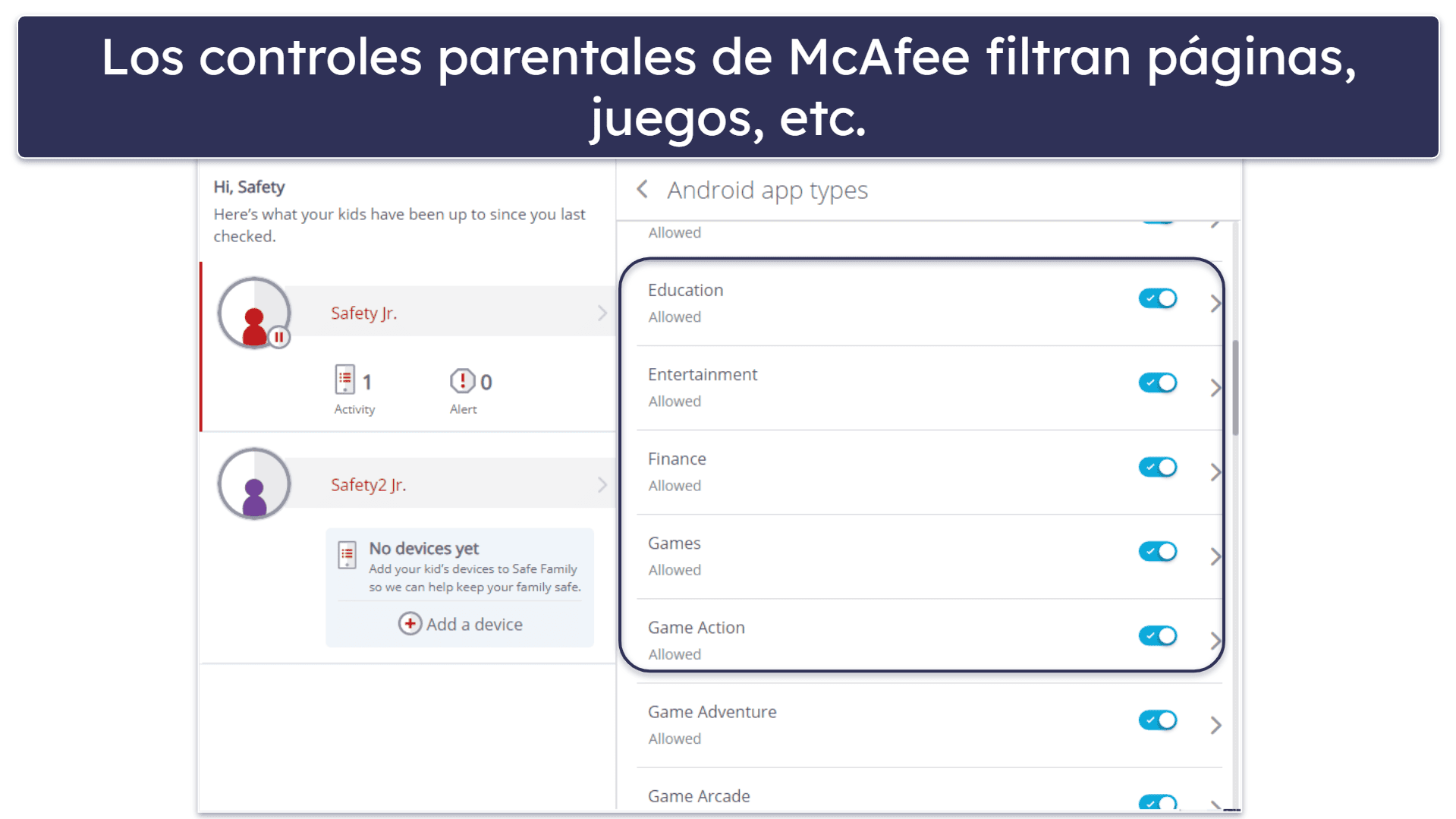 4. McAfee: Ofrece los mejores controles parentales para gamers