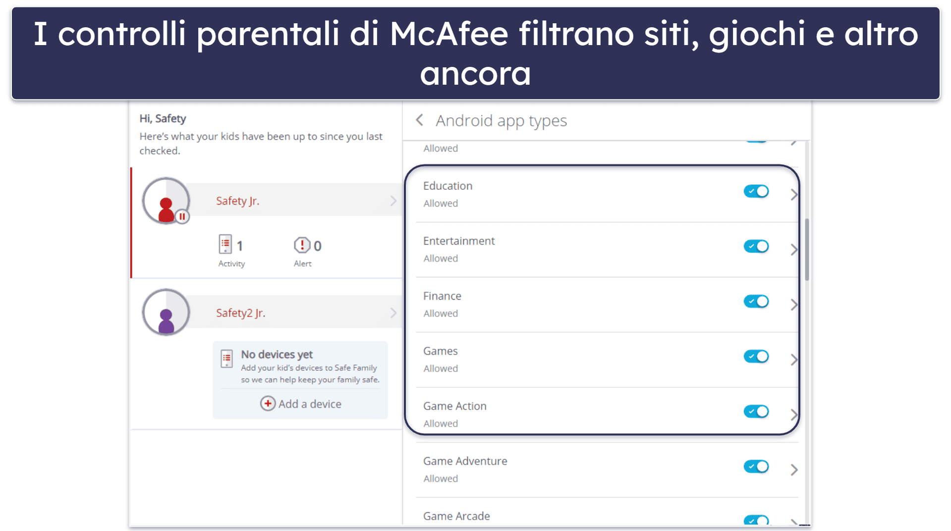 4. McAfee — I migliori controlli parentali per i videogiocatori