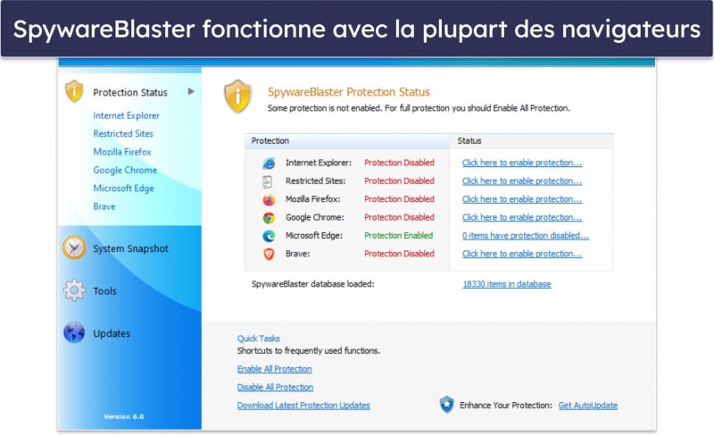 Bonus. SpywareBlaster — Le meilleur pour une protection supplémentaire de la navigation