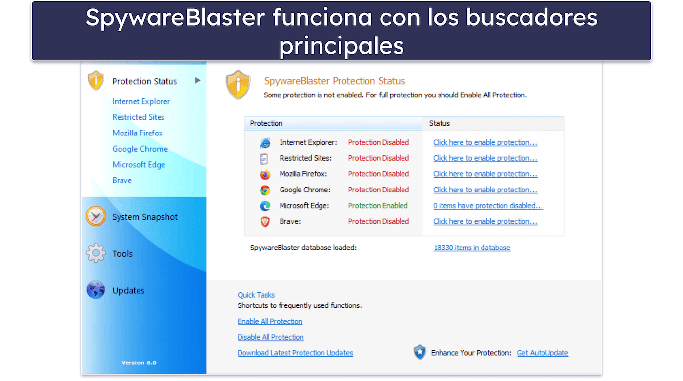 Bonus. SpywareBlaster: la mejor opción para una protección adicional de navegación