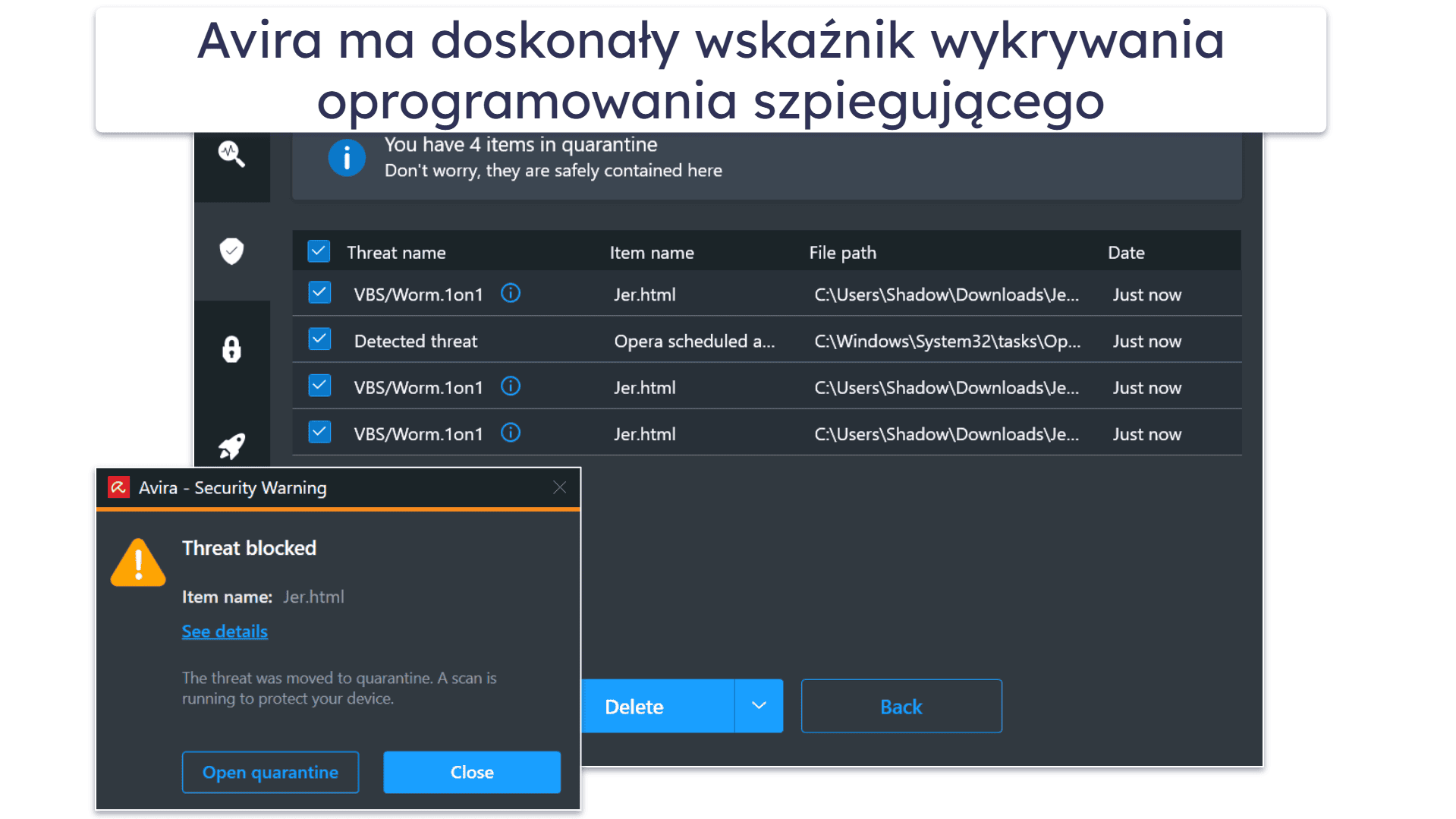 7. Avira — najlepszy darmowy program do wykrywania oprogramowania szpiegowskiego