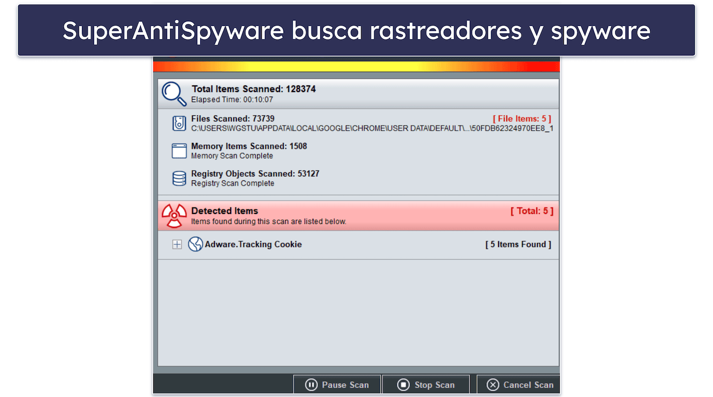 10.SUPERAntiSpyware: el mejor para una protección adicional antispyware
