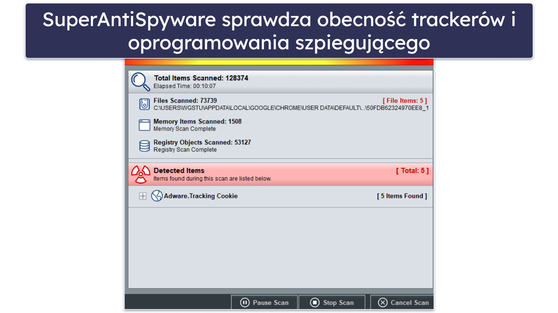 10. SUPERAntiSpyware — najlepszy wybór dla dodatkowej ochrony przed oprogramowaniem szpiegującym