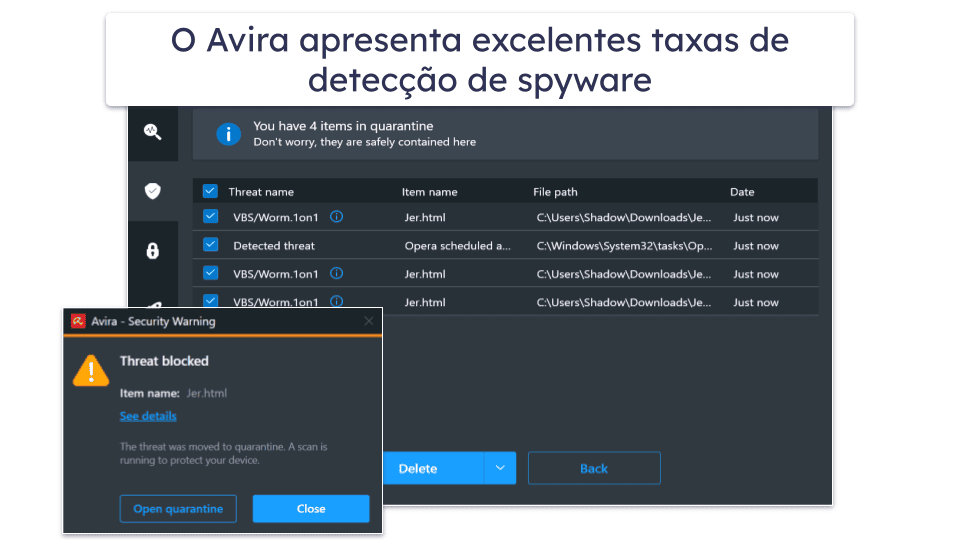 7. Avira — A melhor proteção gratuita contra spyware