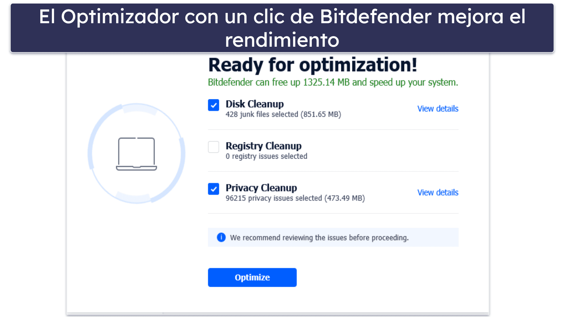🥈2. Bitdefender: análisis ligero con modo de gaming automático