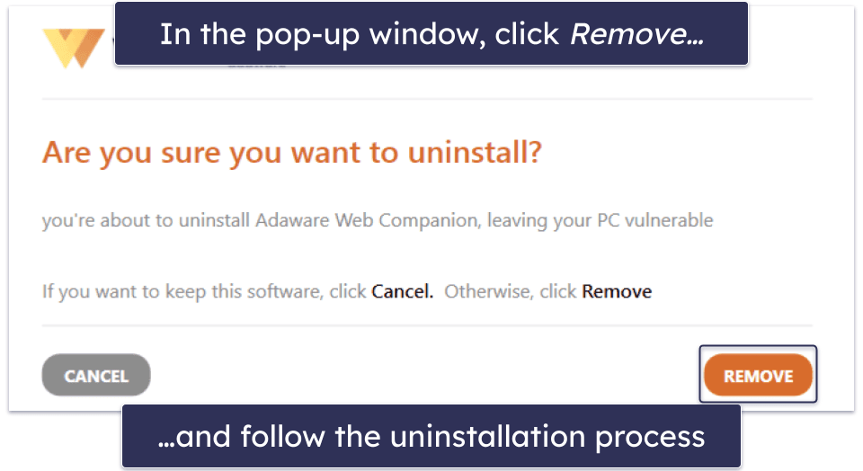 Preliminary Step: Uninstall Adaware Web Companion