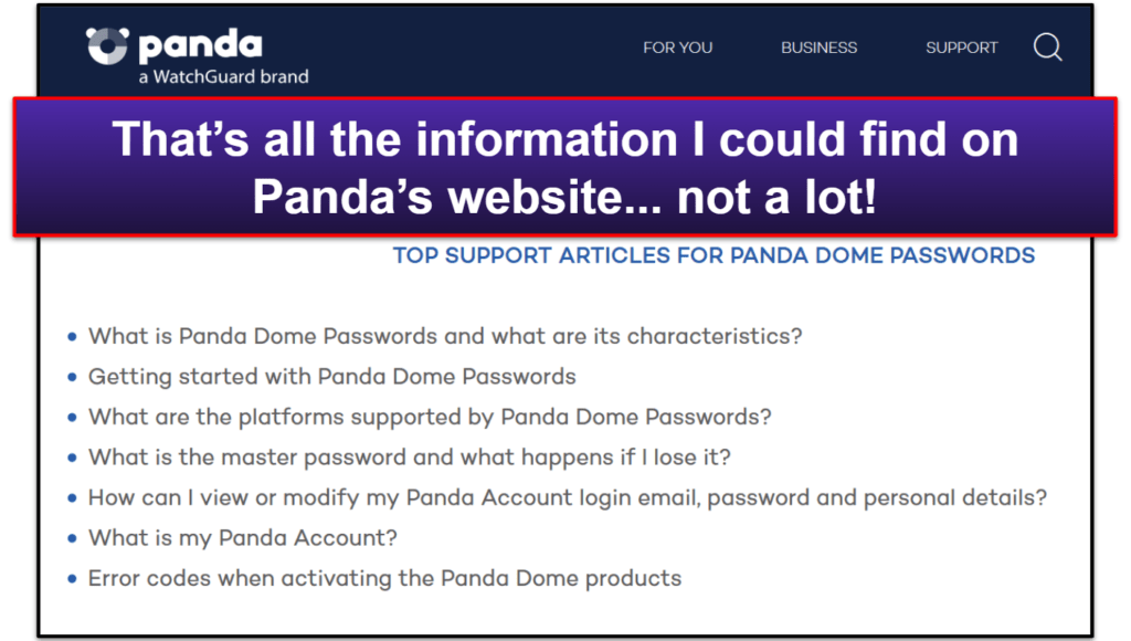 Panda Dome Passwords Customer Support
