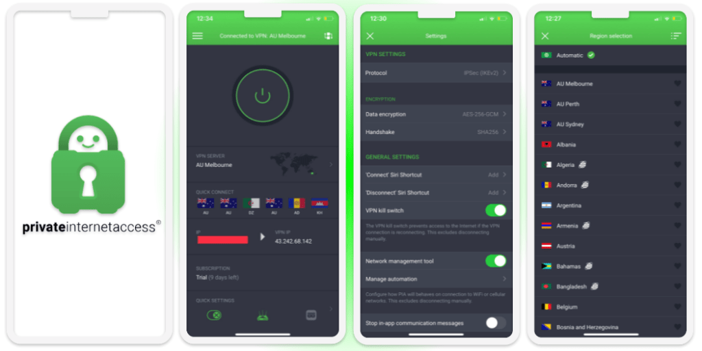 🥈 2. Private Internet Access — приложение для iOS с автоматическим отключением и отличной поддержкой стриминга