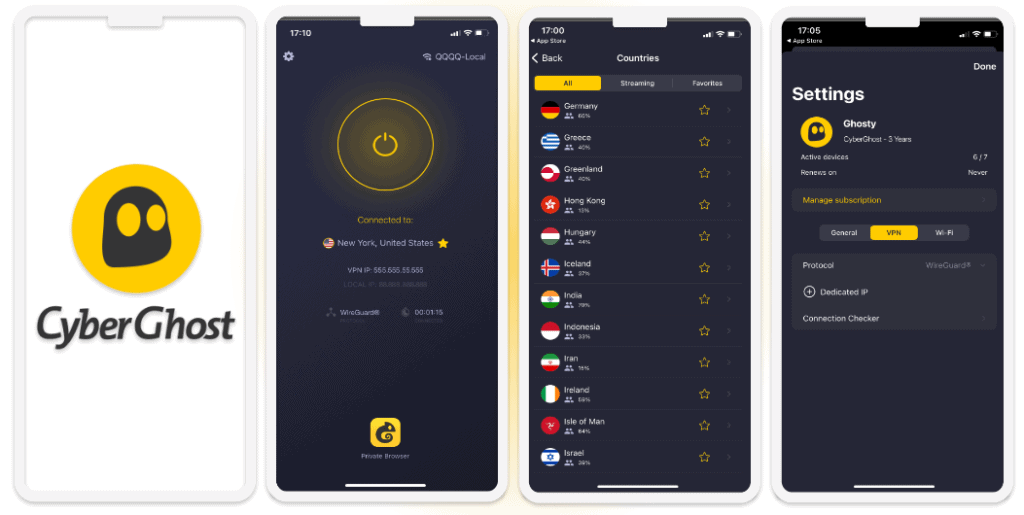 4. CyberGhost VPN — 좋은 스트리밍과 사용하기 쉬운 한국어 지원 앱