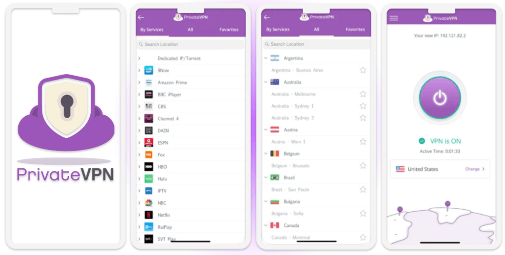5. PrivateVPN : application iOS intuitive en français avec des débits élevés