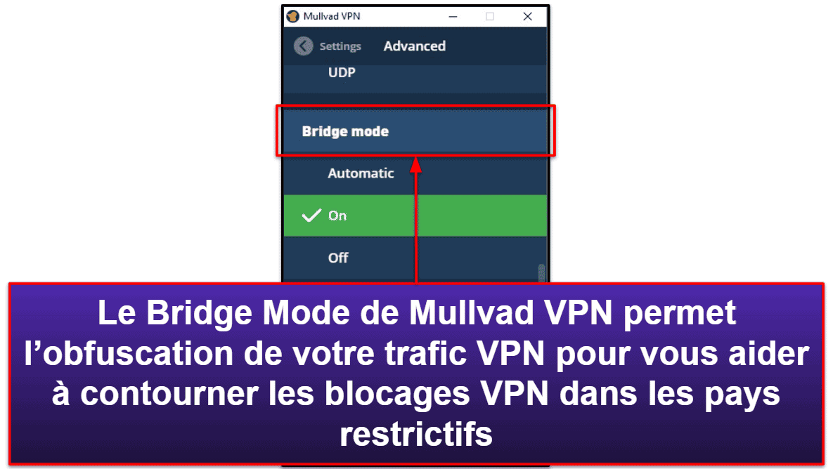 Fonctionnalités de Mullvad VPN