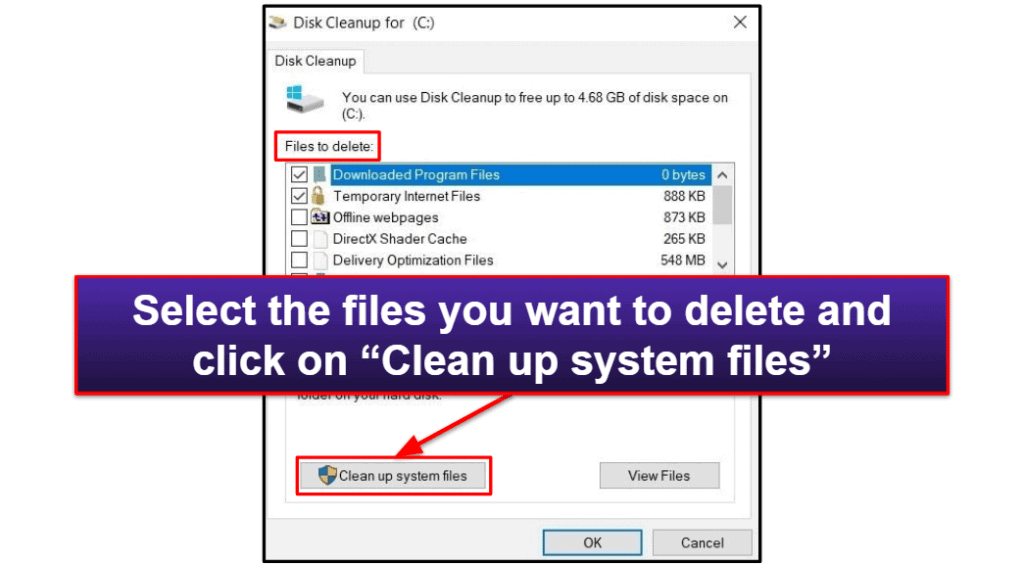 5. Delete Large Files (Manually and with Disk Cleanup)