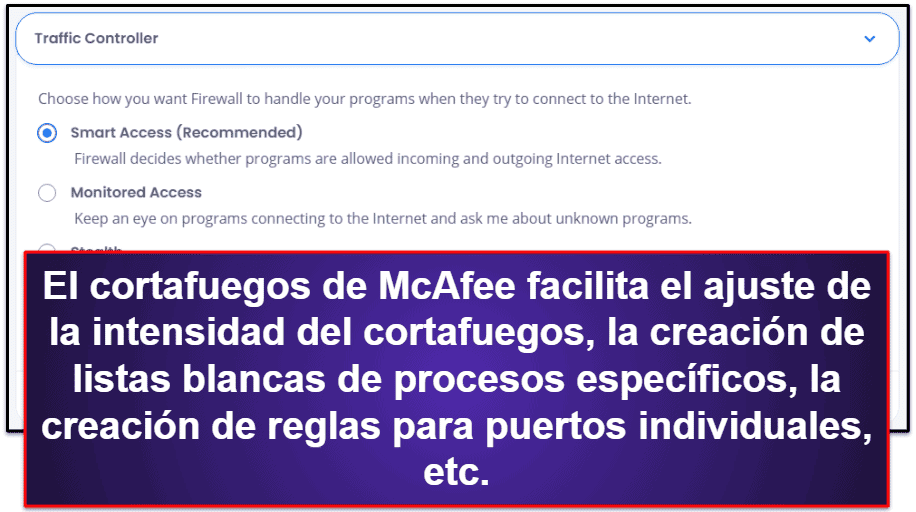 Funciones de seguridad de McAfee
