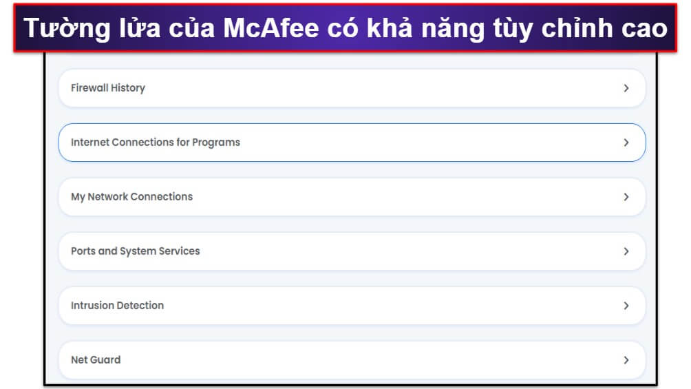 Các tính năng bảo mật của McAfee