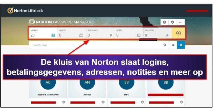 Norton Password Manager Beveiligingsfuncties
