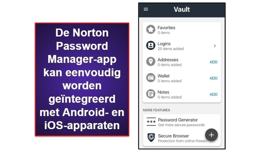 Norton Password Manager Mobiele app