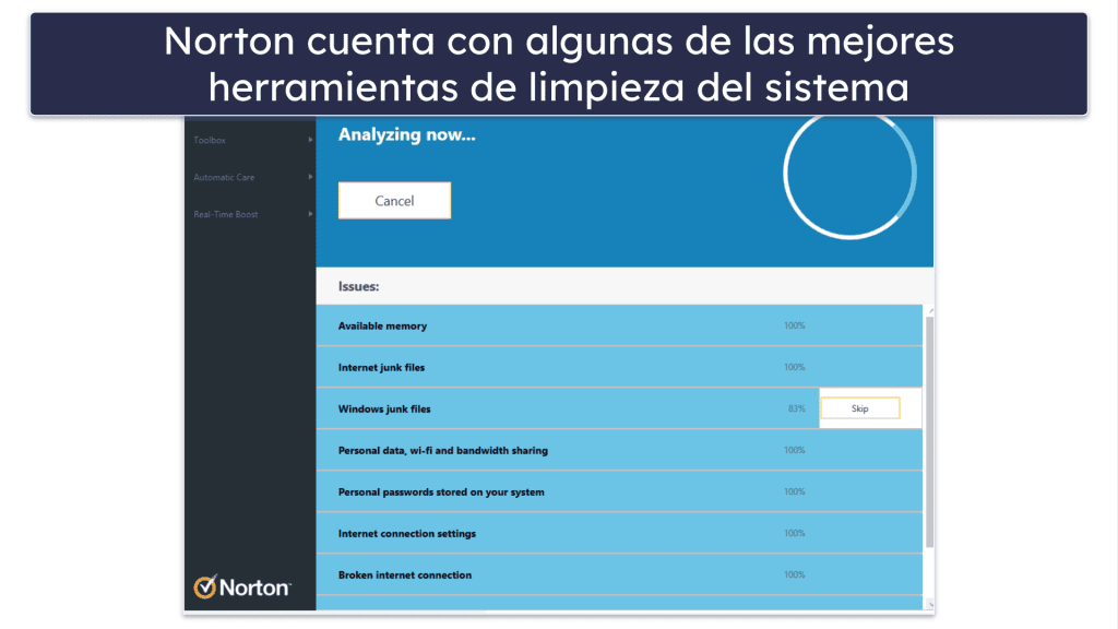 🥈 2. Norton 360 — las herramientas de limpieza y optimización más rápidas
